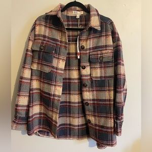 She and sky plaid shacket. Size S.